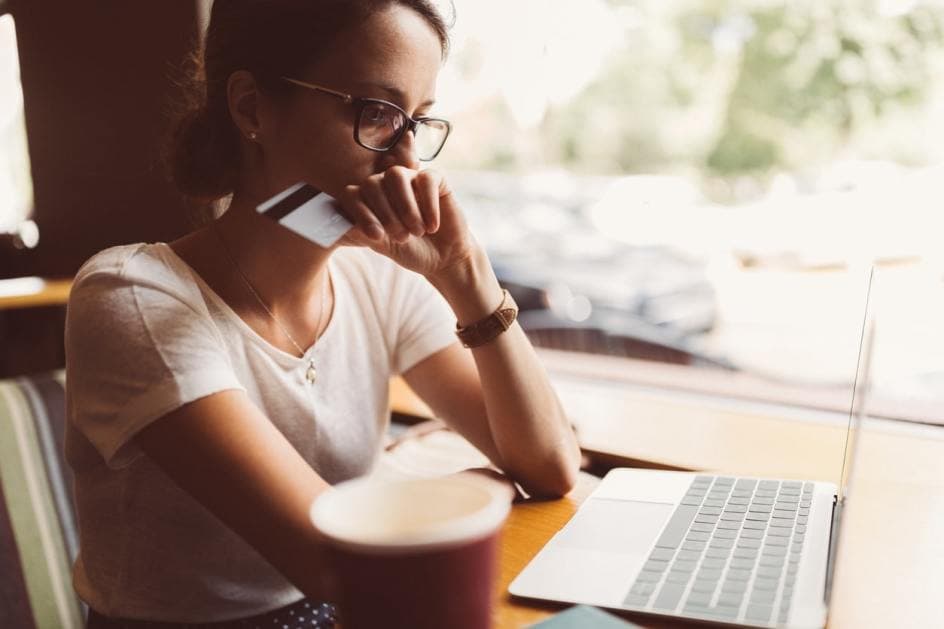 Woman making an online transaction